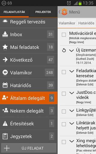 JustDoo Android mobil feladatlisták