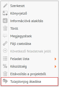 Feladatok, információ tulajdonjog átadása